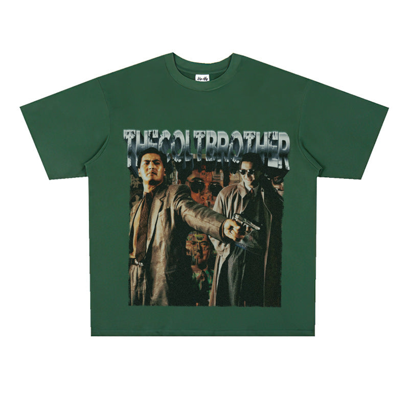 Film Star T Shirt Trendy Cotton Short Sleeve Loose round Neck Retro T-shirt
