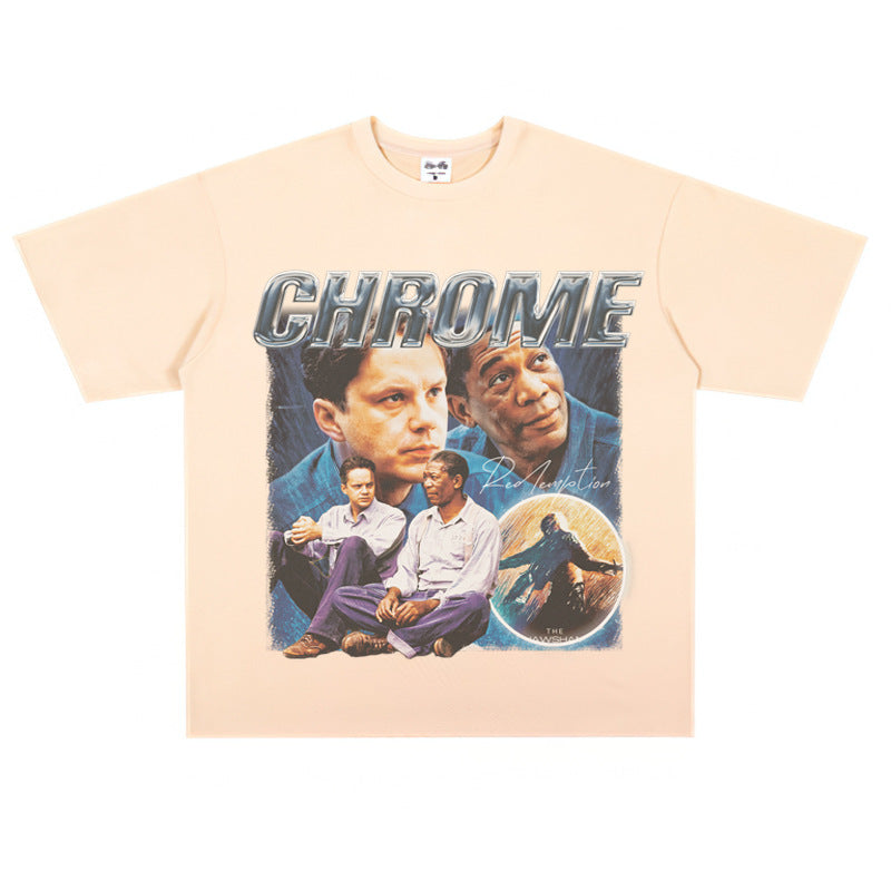 Film Star T Shirt Shawshank's Redemption Street Style Short Sleeve Loose Retro American T-shirt Men