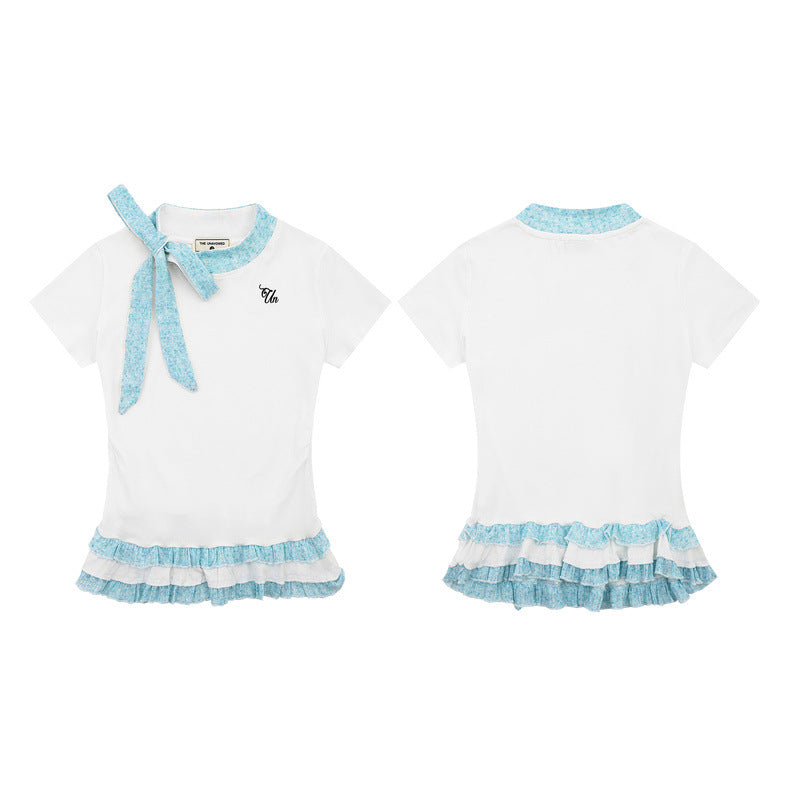 US drip outfits Summer Vintage Lace Casual Loose Short Sleeve T-Shirts