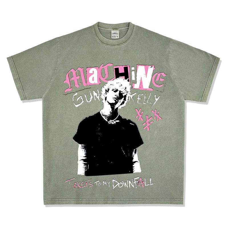 Cool t rapper vintage hip hop mgk print short sleeve t-shirt