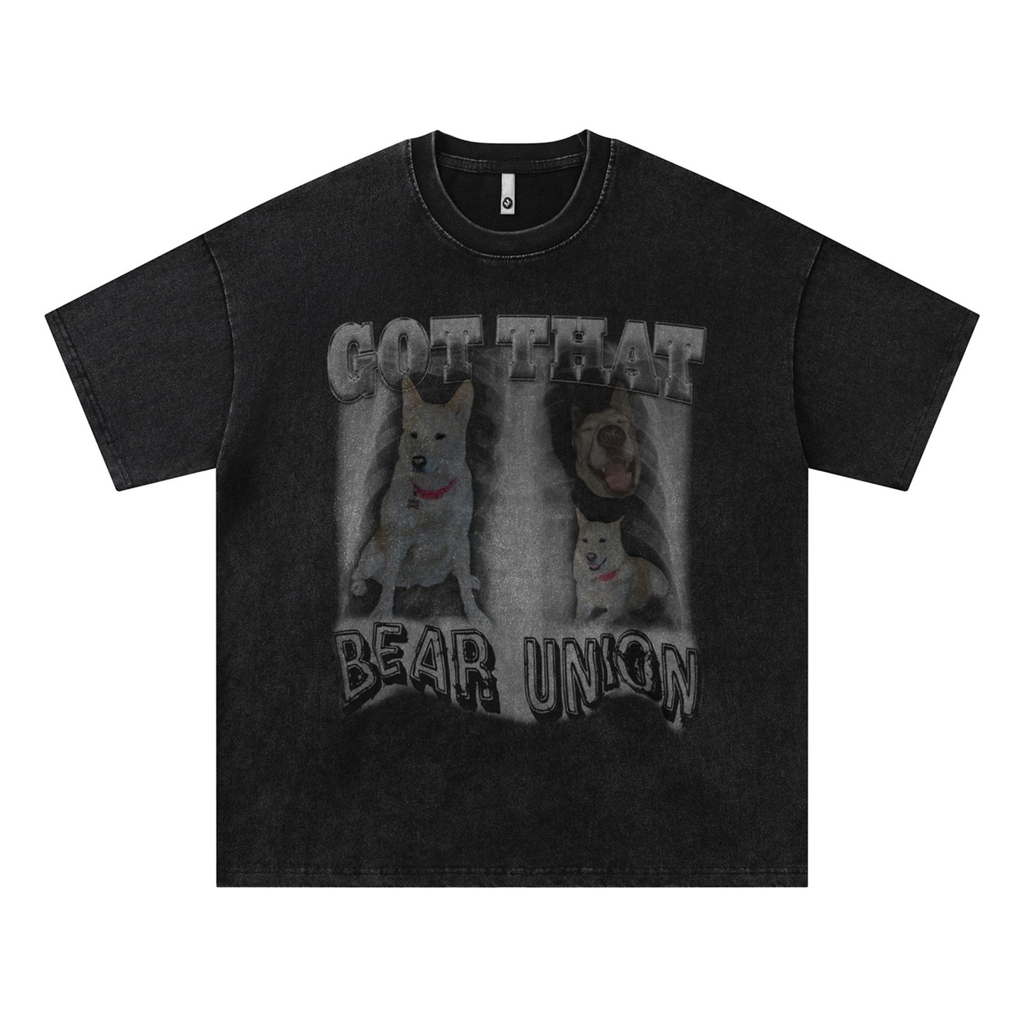 Distorted vintage puppy print crew neck short sleeve t-shirt oversize top