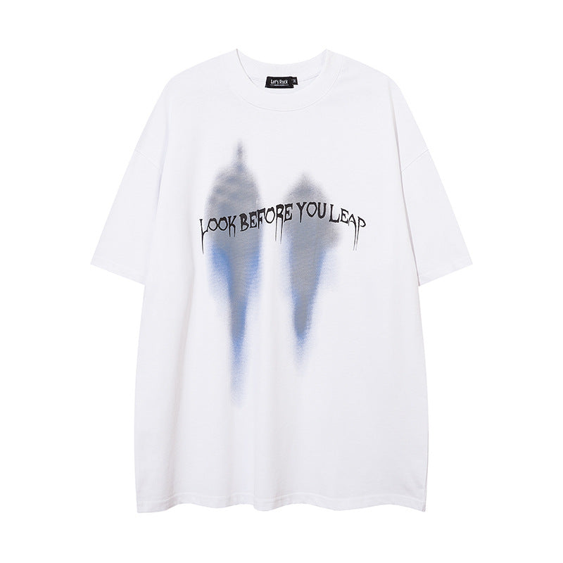 Vintage T Shirts Hip Hop Blur Shadow Print Short Sleeve T-Shirt