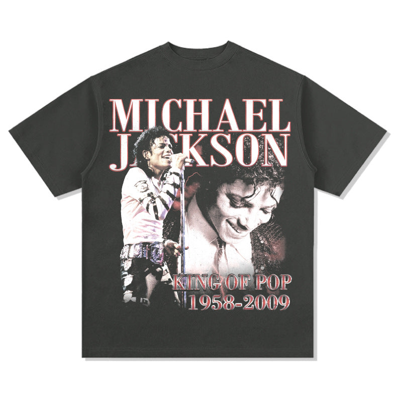 Streetwear masculino jackson print short sleeve t-shirt