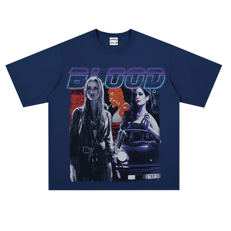 Film Star T Shirt Street Style Short Sleeve Loose Retro American Cotton Printed T-shirt