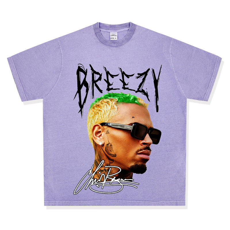 New york hip hop shop vintage brown, print short sleeve t-shirt