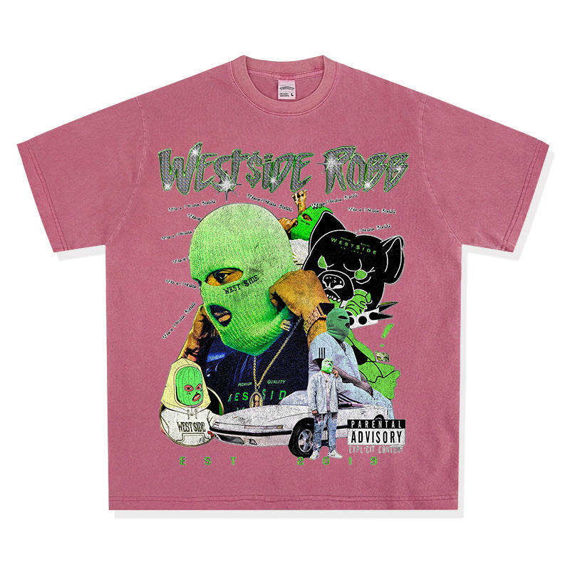 Cool t rapper hip hop robb print vintage hiphop short sleeve t-shirt