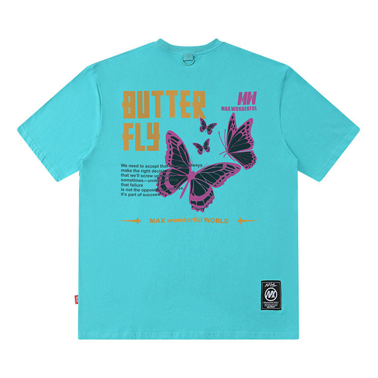 Black culture t shirt vintage butterfly OLDSCHOOL loose short sleeve t