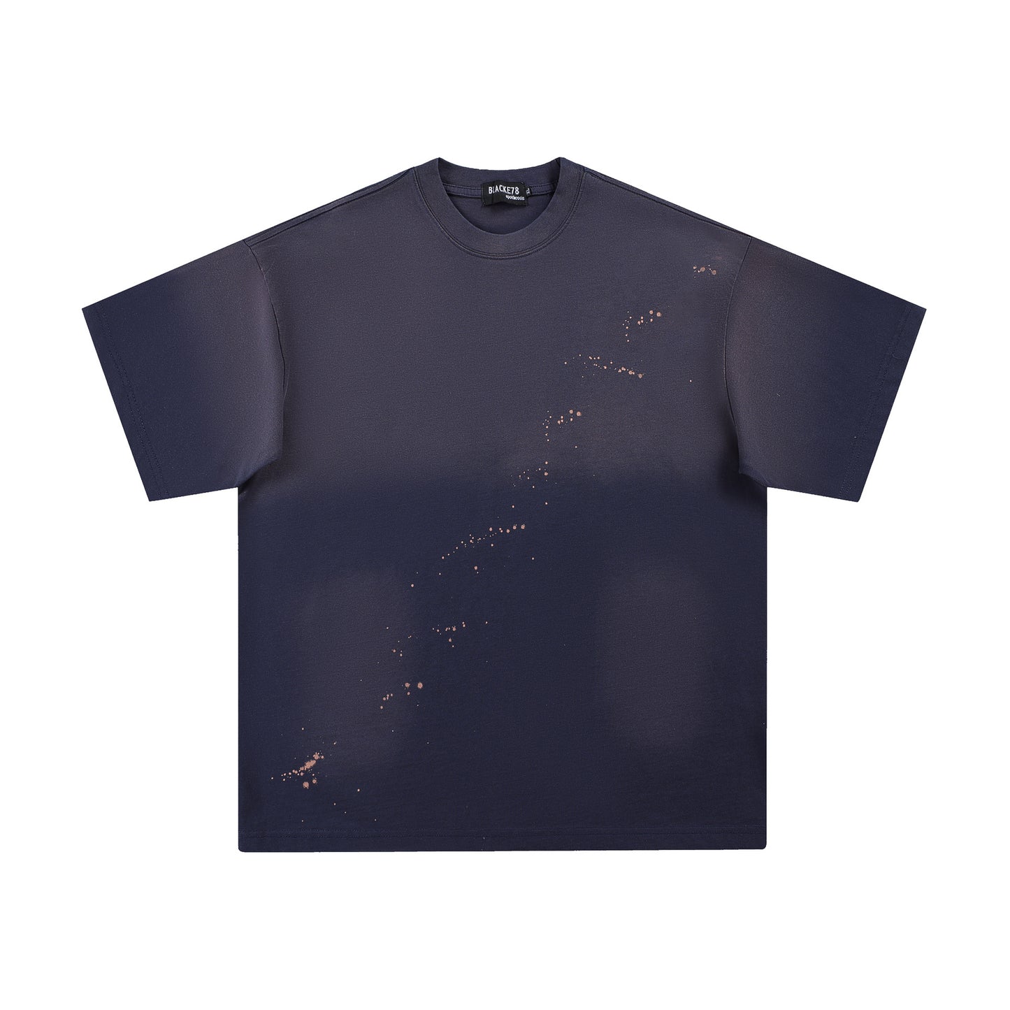 Hustle vintage summer gradual change color wash short sleeve T-shirt