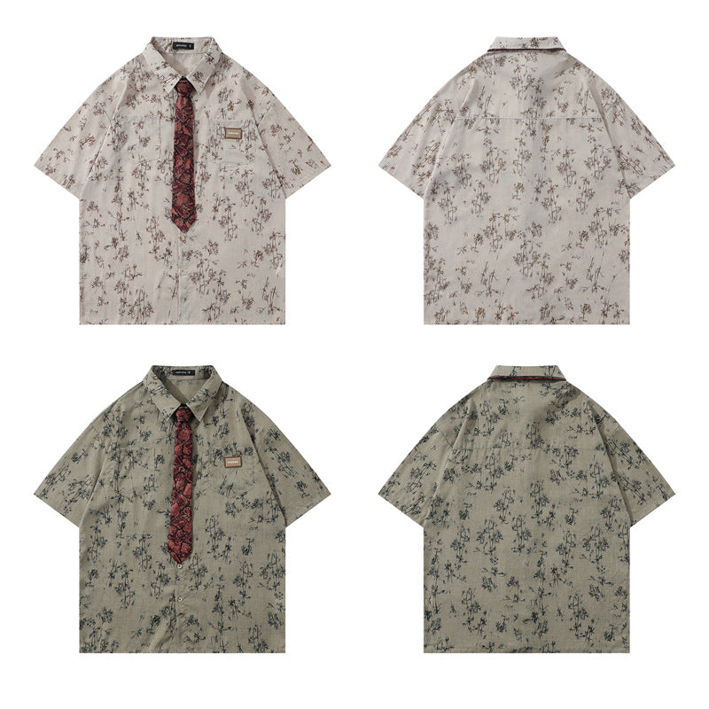 Y2K mens shirt vintage loose shirt