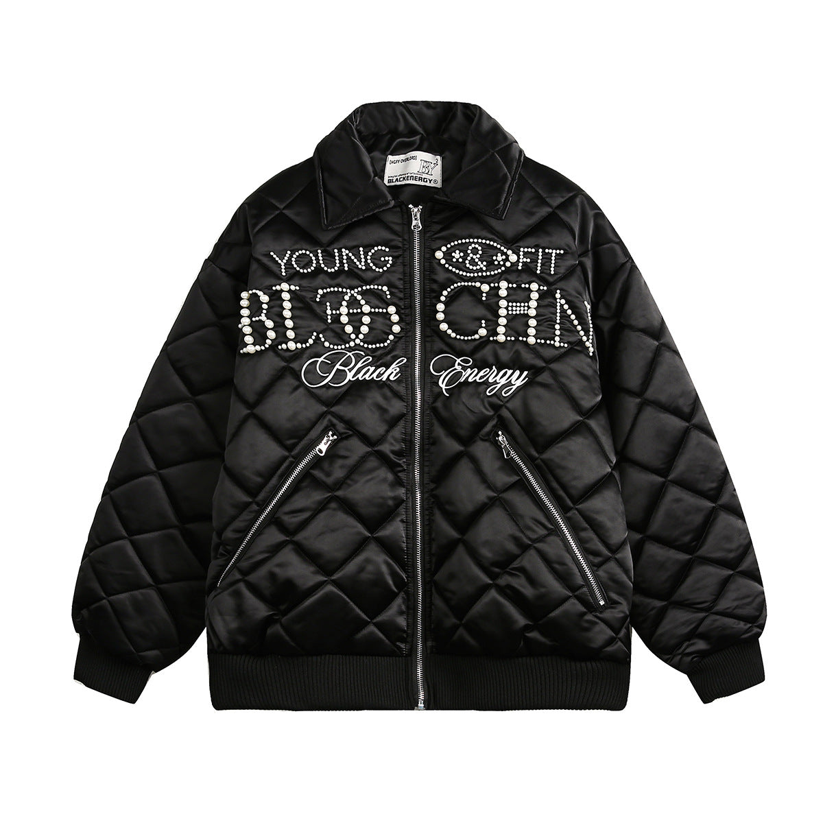 Unisex Down Jacket Winter Vintage Beaded Warm Padded Jacket