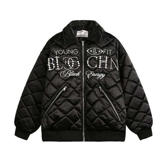 Unisex Down Jacket Winter Vintage Beaded Warm Padded Jacket