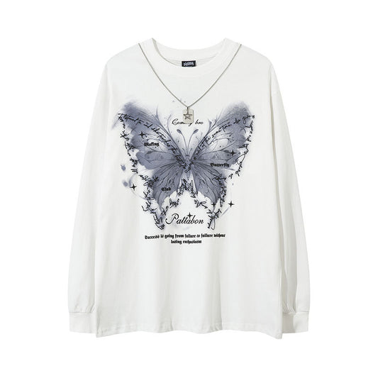 Marcas De Streetwear Butterfly Print Long Sleeve T-Shirt oversize