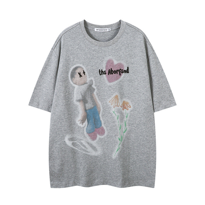 US drip outfits Summer Vintage Casual Loose Short Sleeve T-Shirts