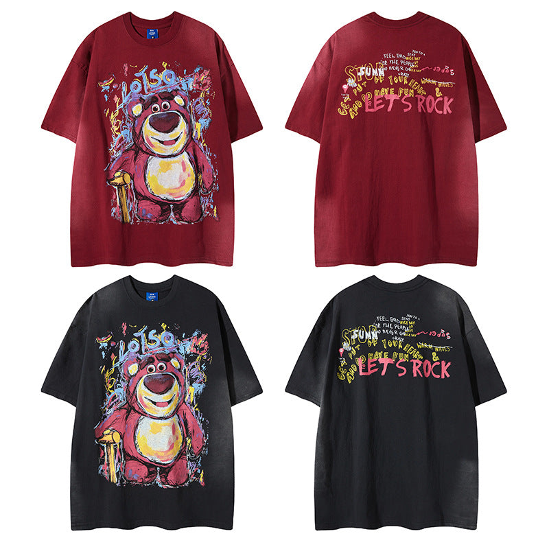 Nyc T Shirt Strawberry Bear Short Sleeve T-Shirt Summer Loose Casual Top