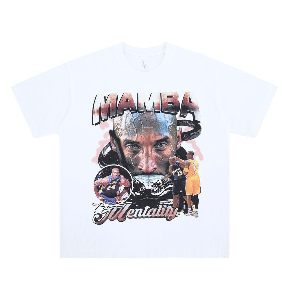 Vintage College Shirts Spring Basketball Legend Printed Casual Loose Short Sleeve T-Shirt