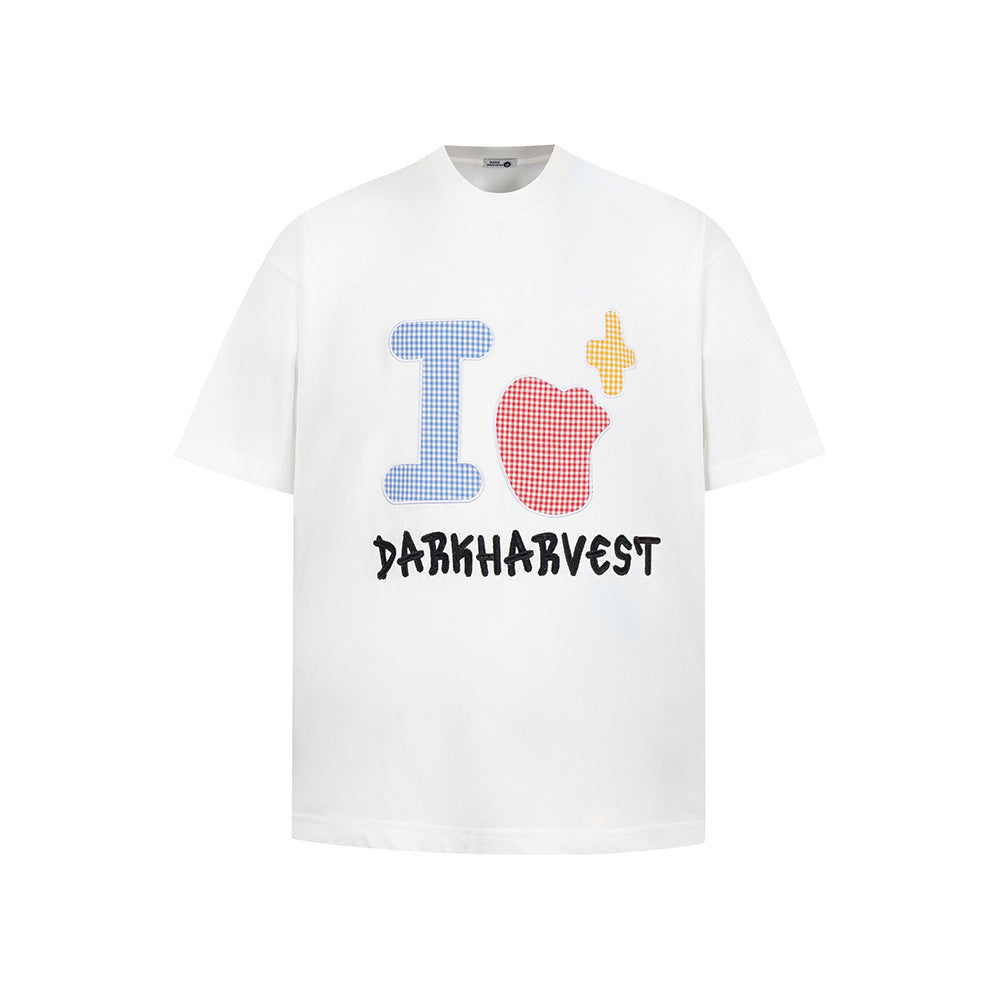 Nostalgia T Shirts Vintage Floral Embroidery Crew Neck Short Sleeve T-Shirt