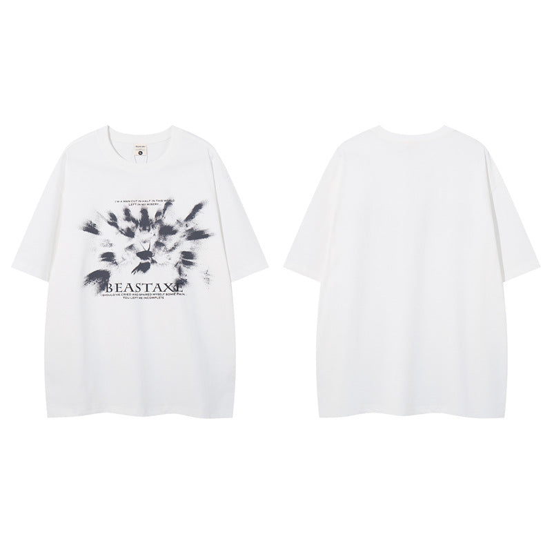 Y2K mens shirt summer casual round neck half sleeve top