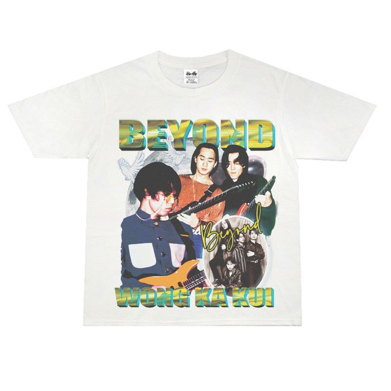 Film Star T Shirt Rock beyond Band Printed Loose Retro Cotton T-shirt for Men and Women