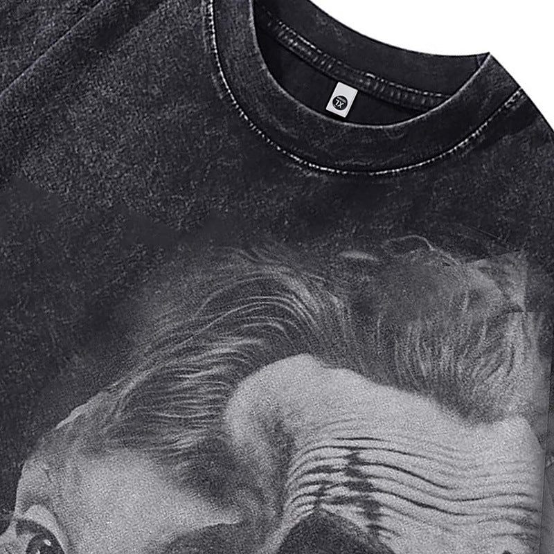 Ropa Vintage Hombre Vintage Hip Hop Clown Print Short Sleeve T-Shirt Loose oversize