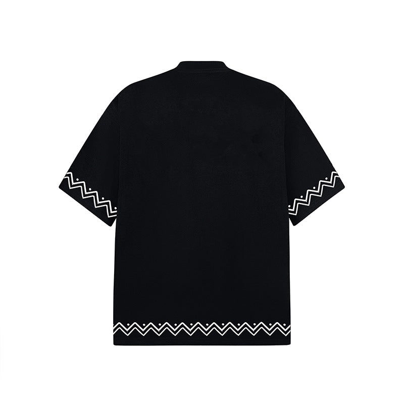 New York Hip Hop Style Crew Neck Sheep Embroidered T-Shirt