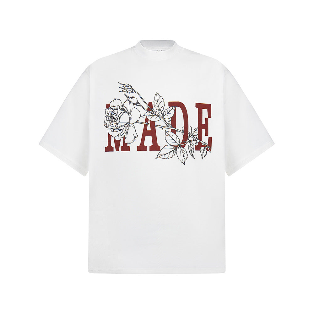 Nostalgia T Shirts Vintage Floral Letter Short Sleeve T-Shirt