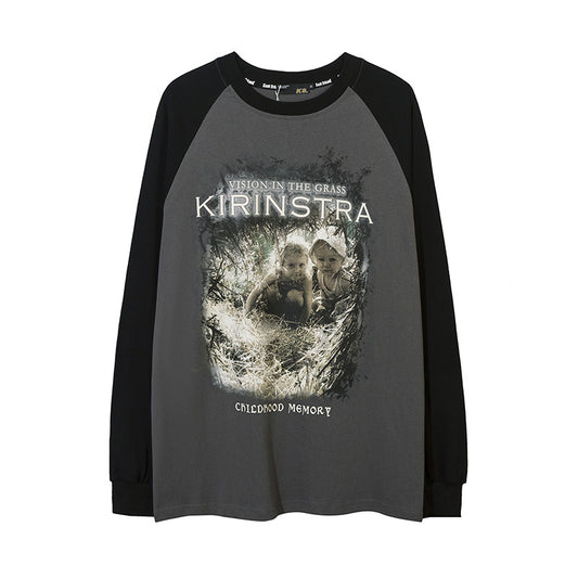 Vintage T Shirts Hip Hop Long Sleeve T-Shirt Vintage Loose Oversize Top