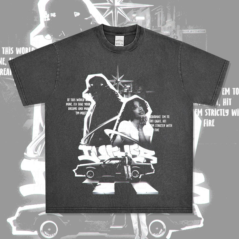 New york hip hop shop vintage hip hop SZA & KENDRICK print short sleeve t-shirt