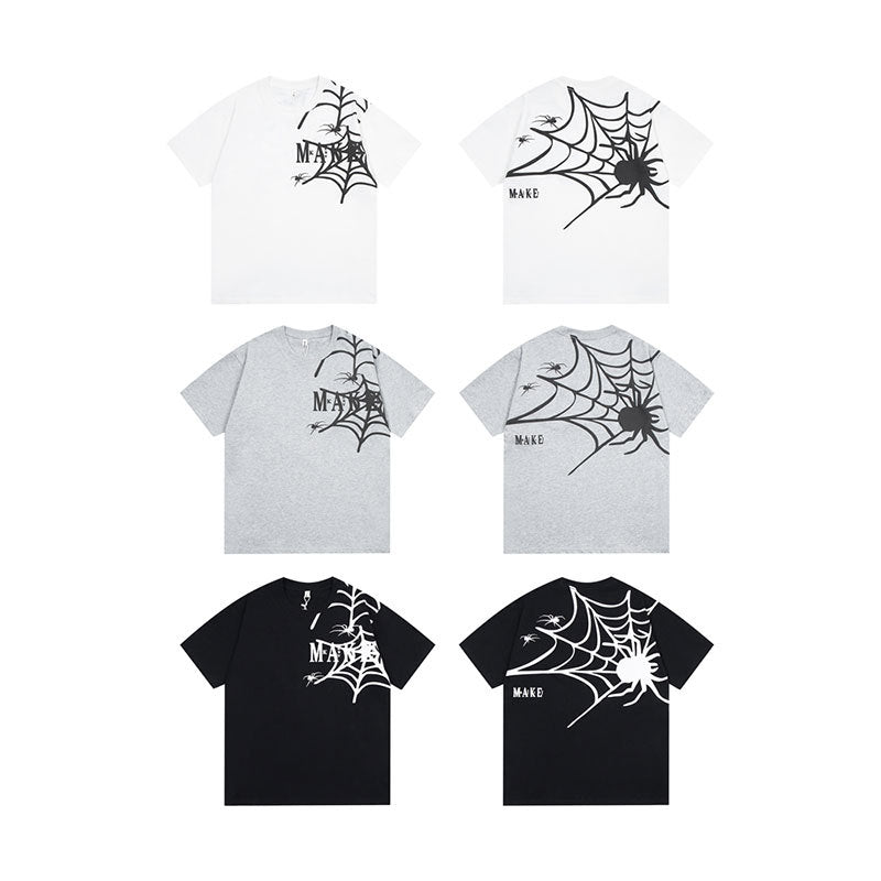 Vintage Tišö Rt Vintage Hair Spider Bubble Print Sleeve Spider Loose T-Shirt