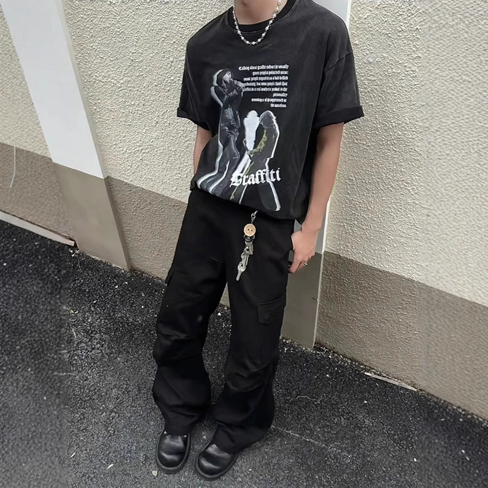 Streetwear Eua t shirt vintage vintage band digital print short sleeve t-shirt