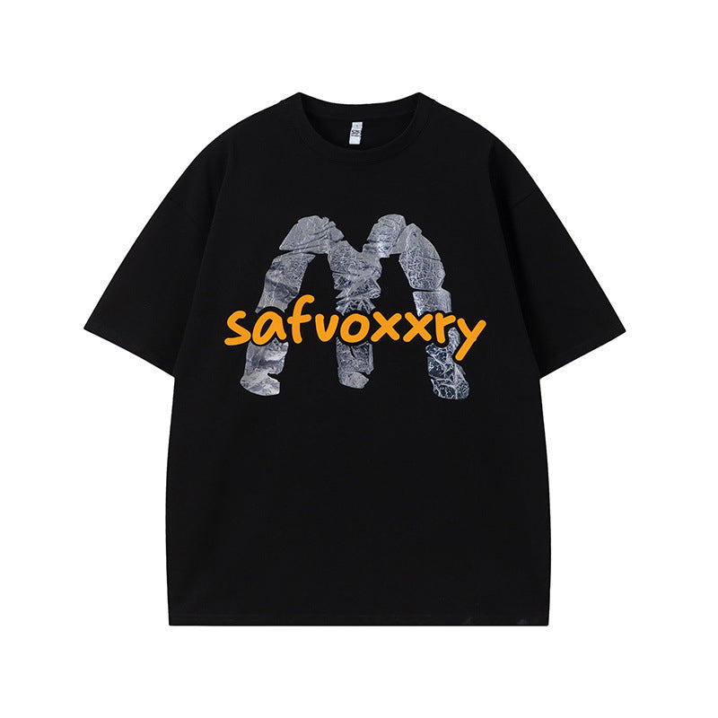 US drip outfits Summer Vintage Alphabet Print Casual Loose Short Sleeve T-Shirts