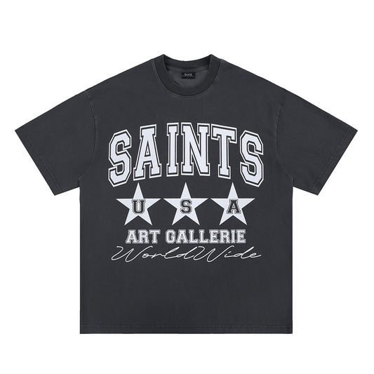 Vic Streetwear Summer Vintage Washed Short Sleeve T-Shirt
