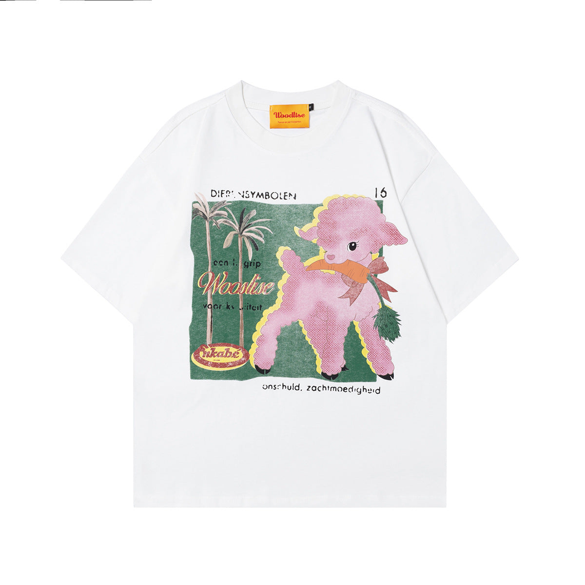 90s West Coast Hip Hop Fashion T Shirts Cute Fun Cartoon Lamb Short Sleeve T-Shirt