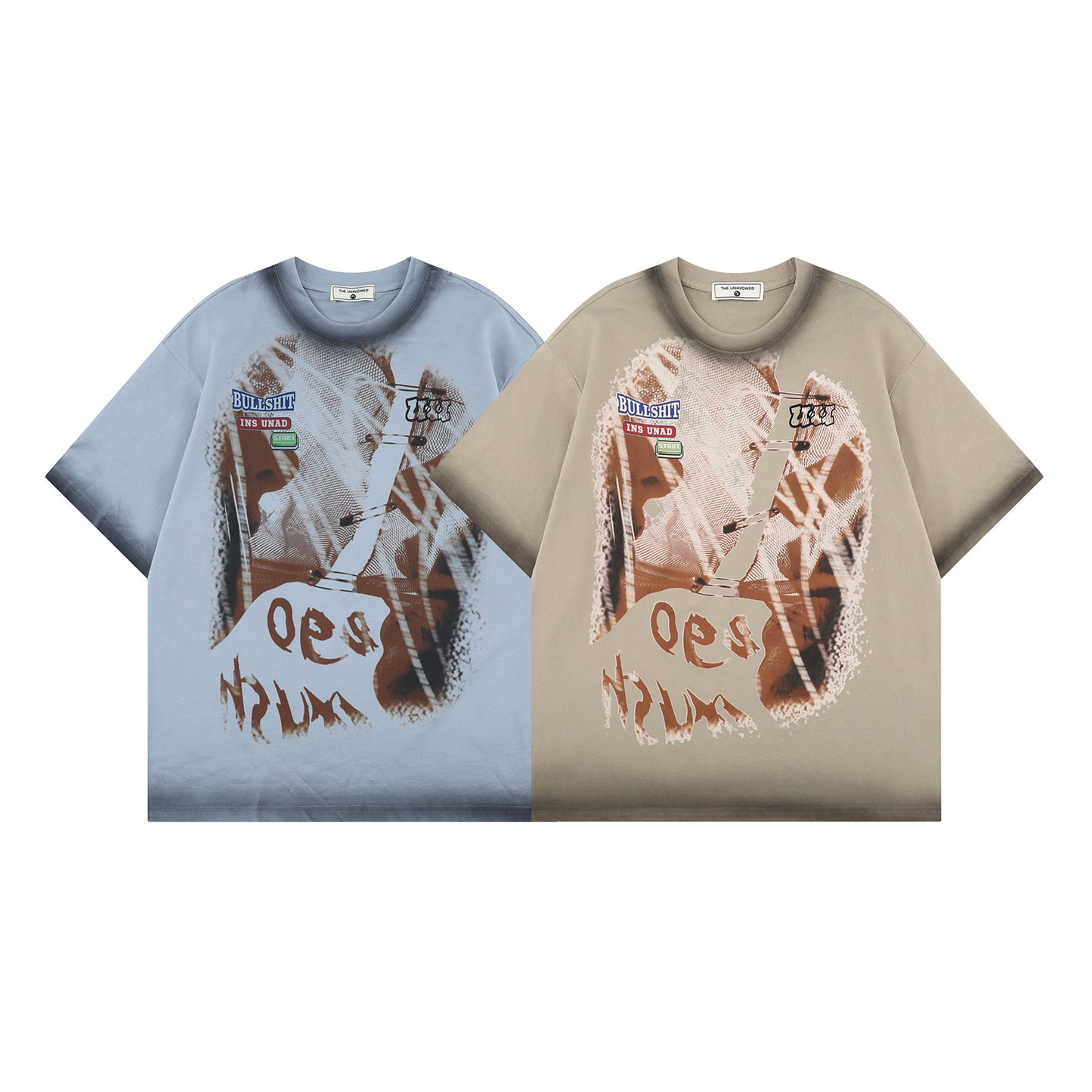 USA Vintage T-Shirt Street Abstract Pattern Printing Men's and Women's Summer Loose