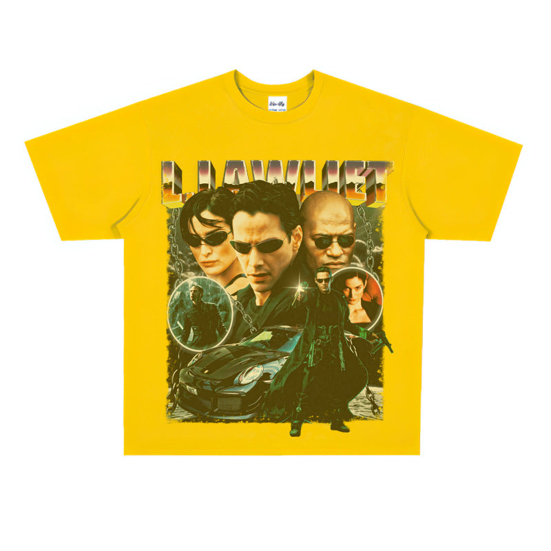 Film Star T Shirt Personalized Cotton Short Sleeve Loose American Retro Design T-shirt