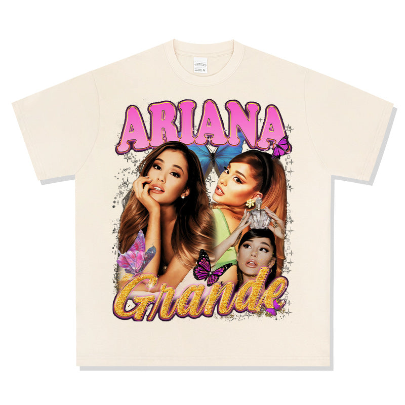 Streetwear masculino Ariana Grande print T-shirt