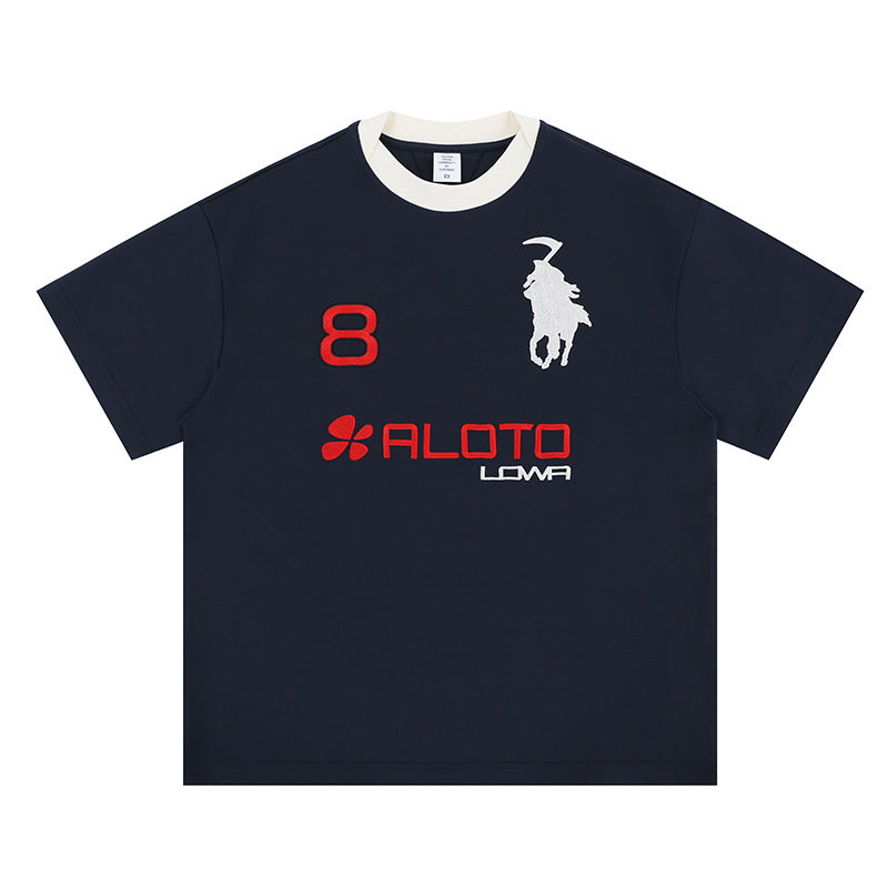 Vintage College Shirts Summer Vintage Crew Neck Short Sleeve T-Shirt