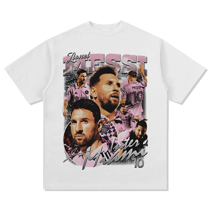 Marcas streetwear usa vintage messi print long sleeve short sleeve t-shirt