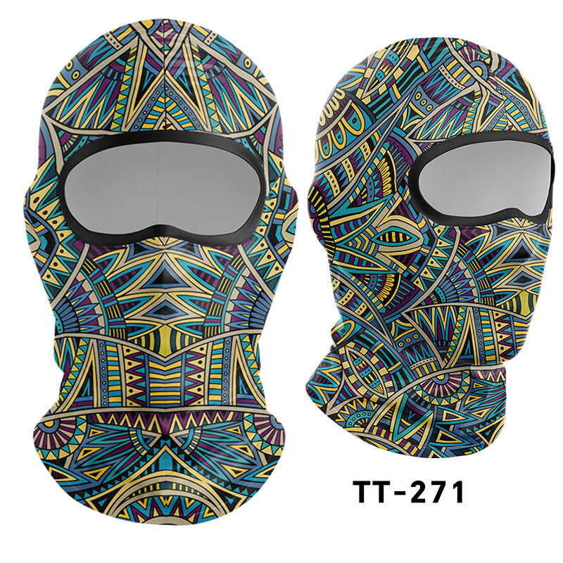 Cycling Windproof Hood Bionic Camouflage Printed Ice Silk Sunscreen Mask