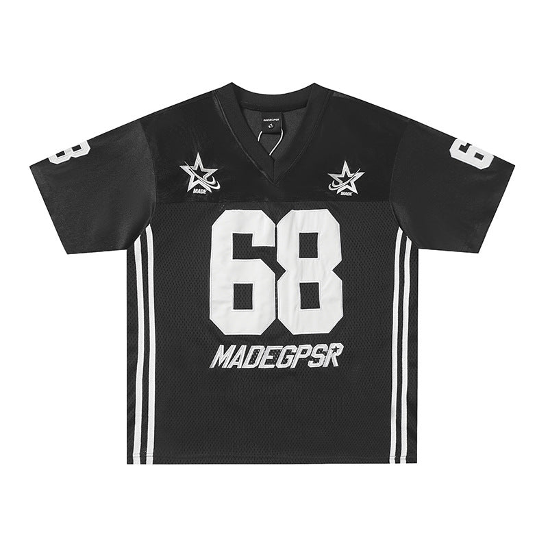 Hustle vintage summer short-sleeved embroidered quick-drying sports t-shirt