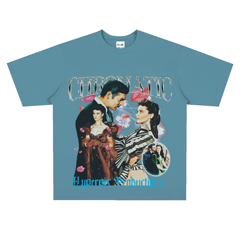 Film Star T Shirt European and American Movies Gone with the World Loose T-shirt Men and Women
