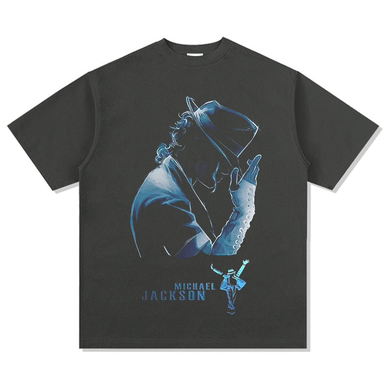 Streetwear masculino vintage jackson print short sleeve hip hop vintage t-shirt