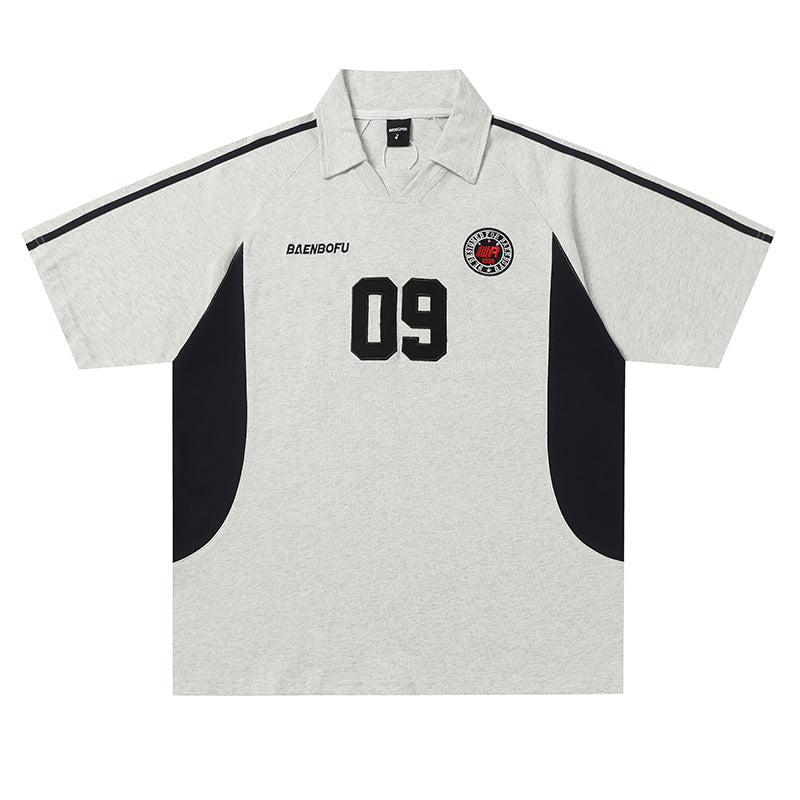 Hustle vintage summer short-sleeved t-shirt lapel polo shirt