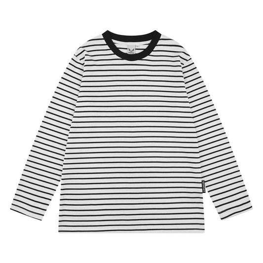 Camisas Retros Spring Long Sleeve T-Shirt Casual Loose Striped Top