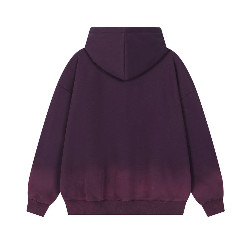 Vice streetwear pumpkin print gradual change fleece hooded sweater