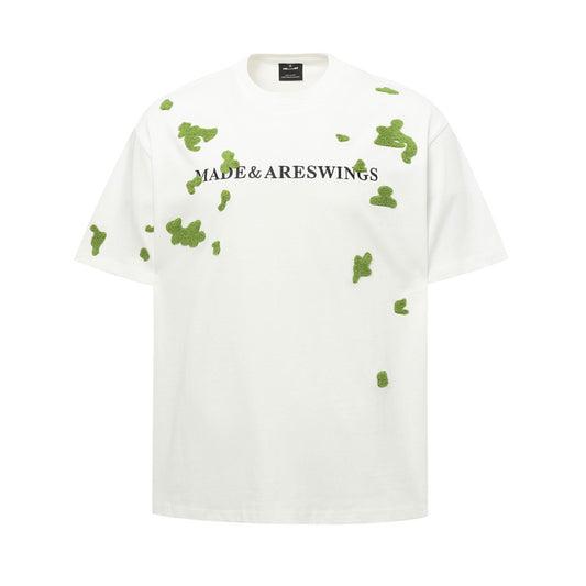 Hip Hop Shirts For Boys Short Sleeve T-Shirt Embroidered Flower Crew Neck Top