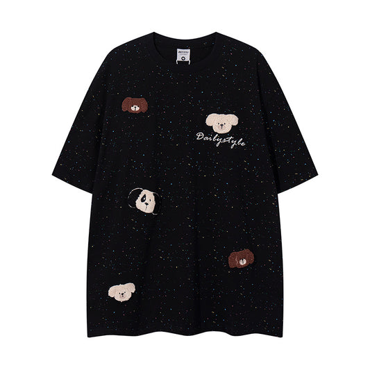 Nyc T Shirt Retro Puppy Crew Neck Short Sleeve T-Shirt Summer Oversize Casual Top