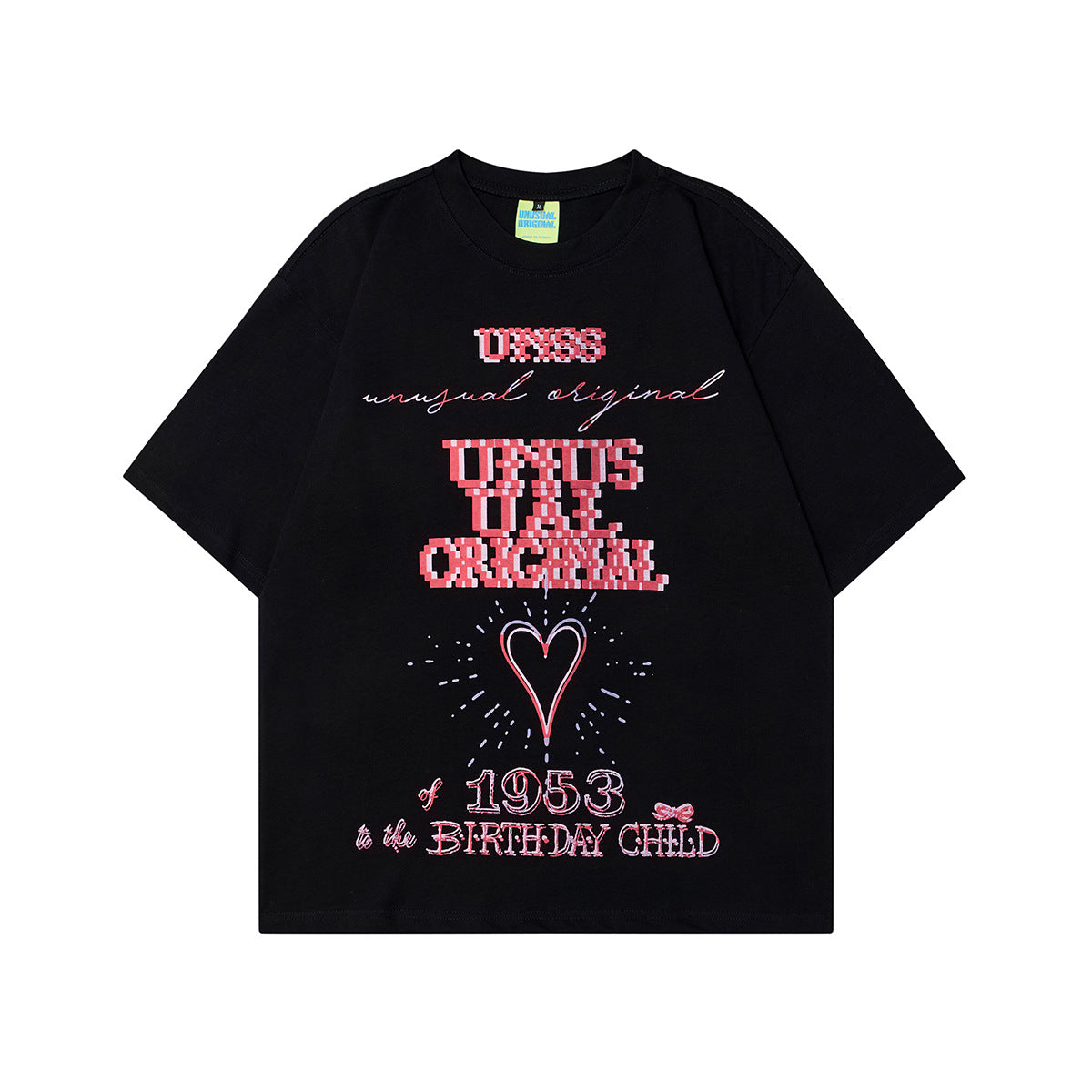 90s West Coast Hip Hop Fashion T-Shirts Summer Pixel Love Letter Print T-Shirt