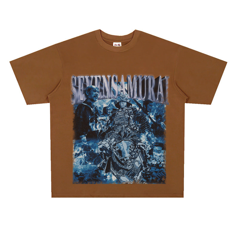 Film Star T Shirt Trendy Cotton Short Sleeve Loose round Neck Retro T-shirt for Men and Women