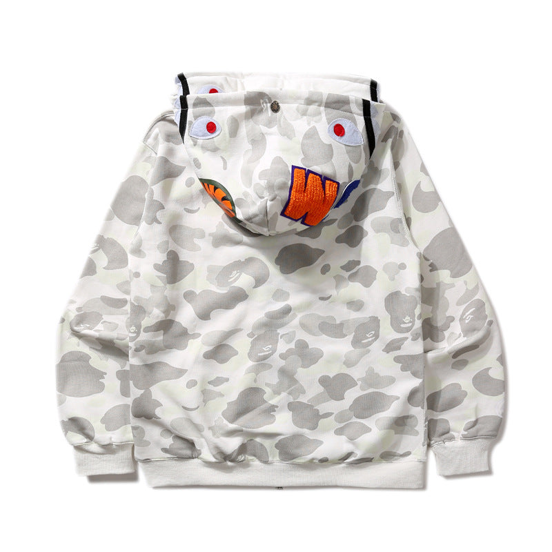 Ape Hoodie Luminous Camouflage Spotted Shark Double Hooded Zip Sweater