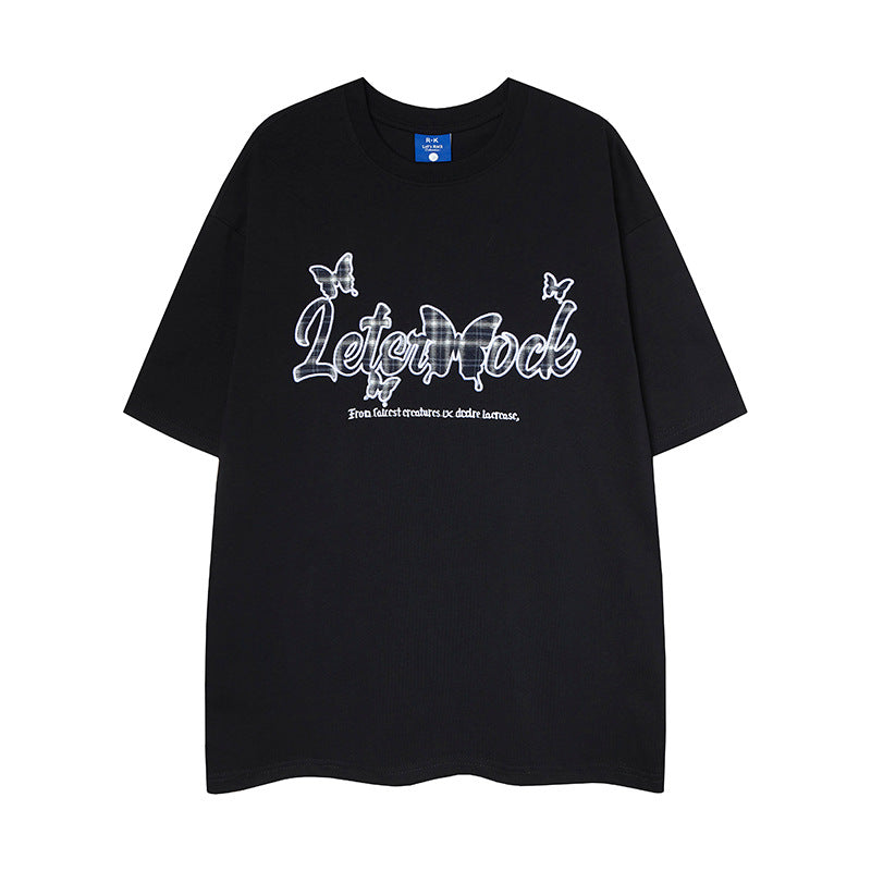 Nyc 1990 Shirt Vintage Embroidered Alphabet Loose Short Sleeve T-Shirt